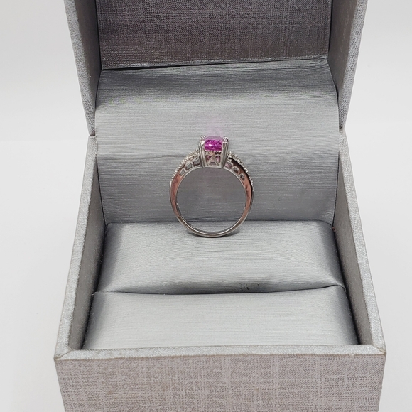 Genuine Pink & White Topaz 925 Sterling Silver Ring - Picture 2 of 8